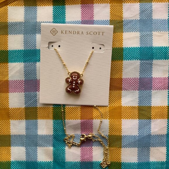 Kendra Scott Christmas Gingerbread Man Pendant Necklace - Picture 1 of 3